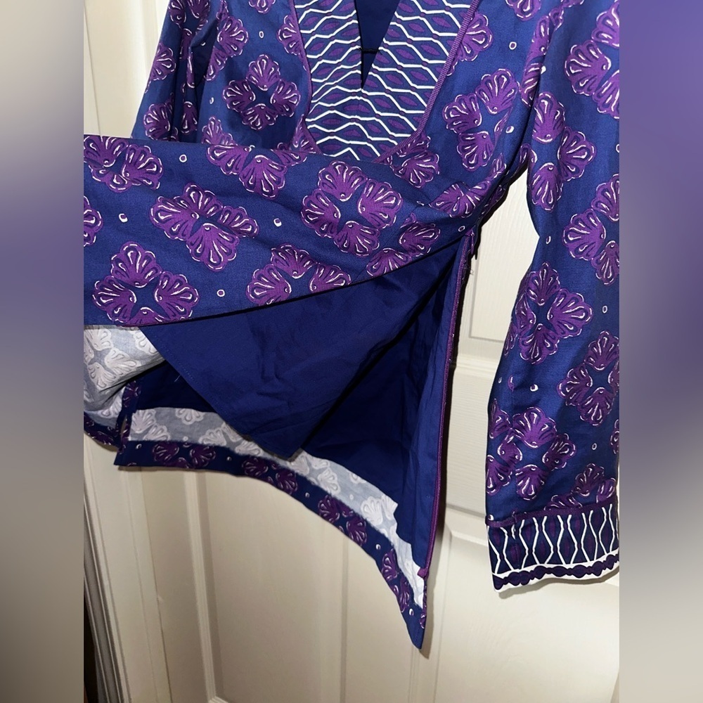 Vineyard vines women’s purple printed tunic blouse 6 boho resortweart vacation - Picture 7 of 7